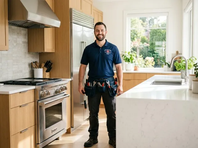 Appliance Repair Hero technician in a Asheville, NC kitchen after an appliance repair